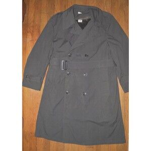 Men’s Black All Weather Trench Coat Double Breasted Belted Size 40XS Military
